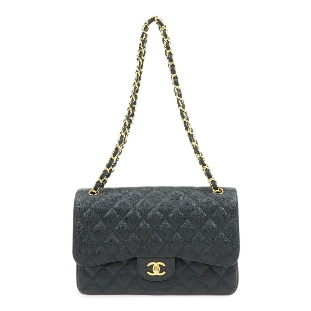 Chanel Caviar Leather Classic Jumbo Double Flap Bag Black